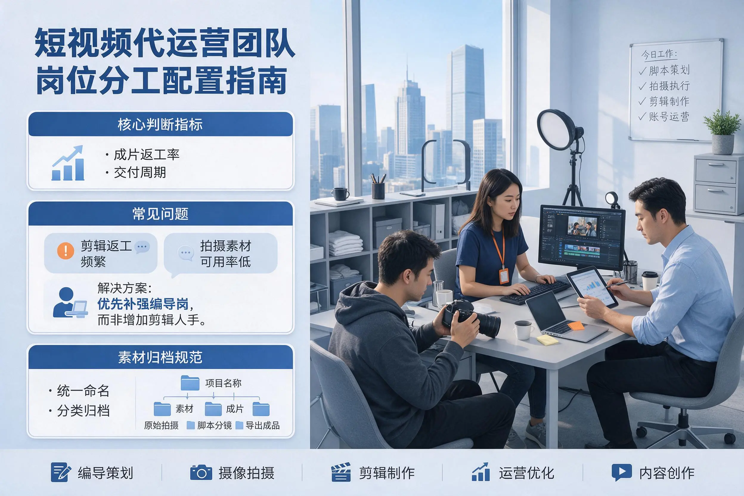 短视频代运营团队如何配置?连云港企业岗位分工科普说明