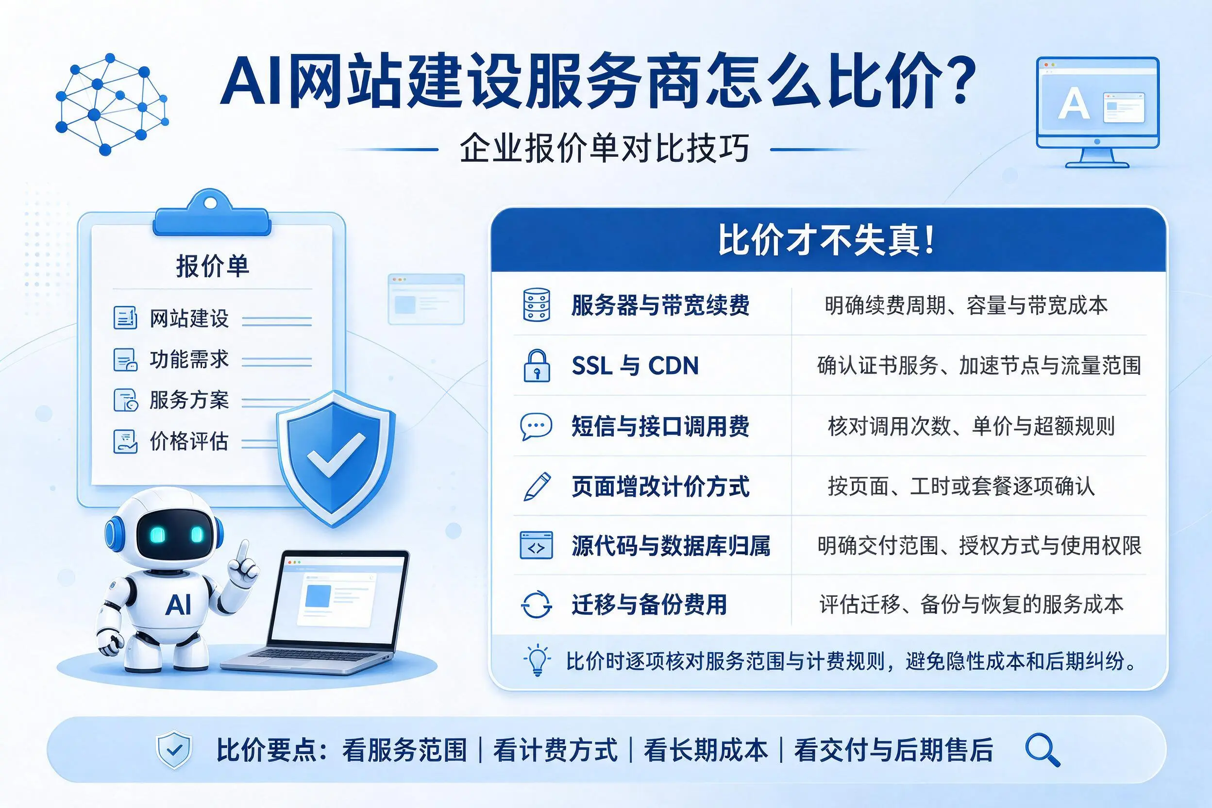 AI网站建设服务商怎么比价?连云港企业报价单对比技巧
